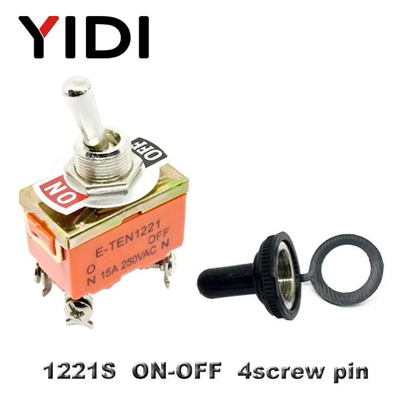 15A 250V KN3C E-TEN1322 1021 1122 1221 1321 6pin тумблер ВКЛ. Выкл. SPST переключатель 3pin вкл. Выкл. ВКЛ. Вкл. DPDT водонепроницаемая крышка - Цвет: E-TEN 1221 no cap