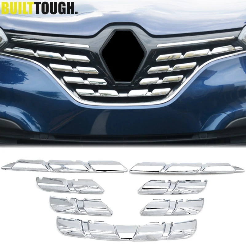 

For Renault Kadjar 2015 2016 2017 2018 Chrome Front Mesh Grill Bumper Cover Molding Grid Protector Frame Bezel Trim Styling