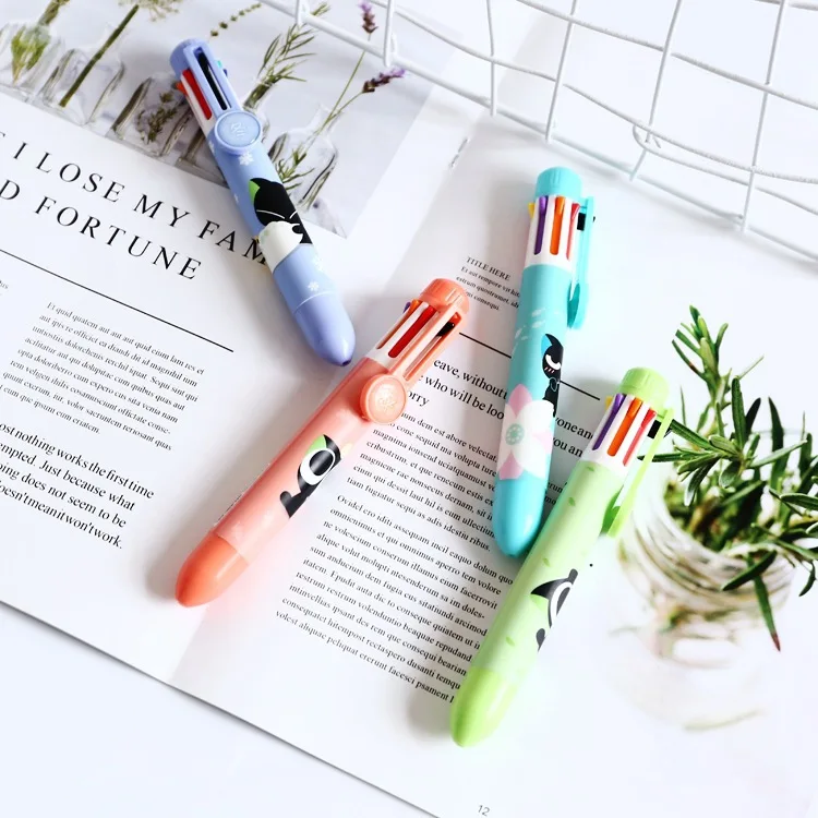 40 Pcs Kawaii Colorful Gatto Nero Pen Capsule Ball Pens Ballpen