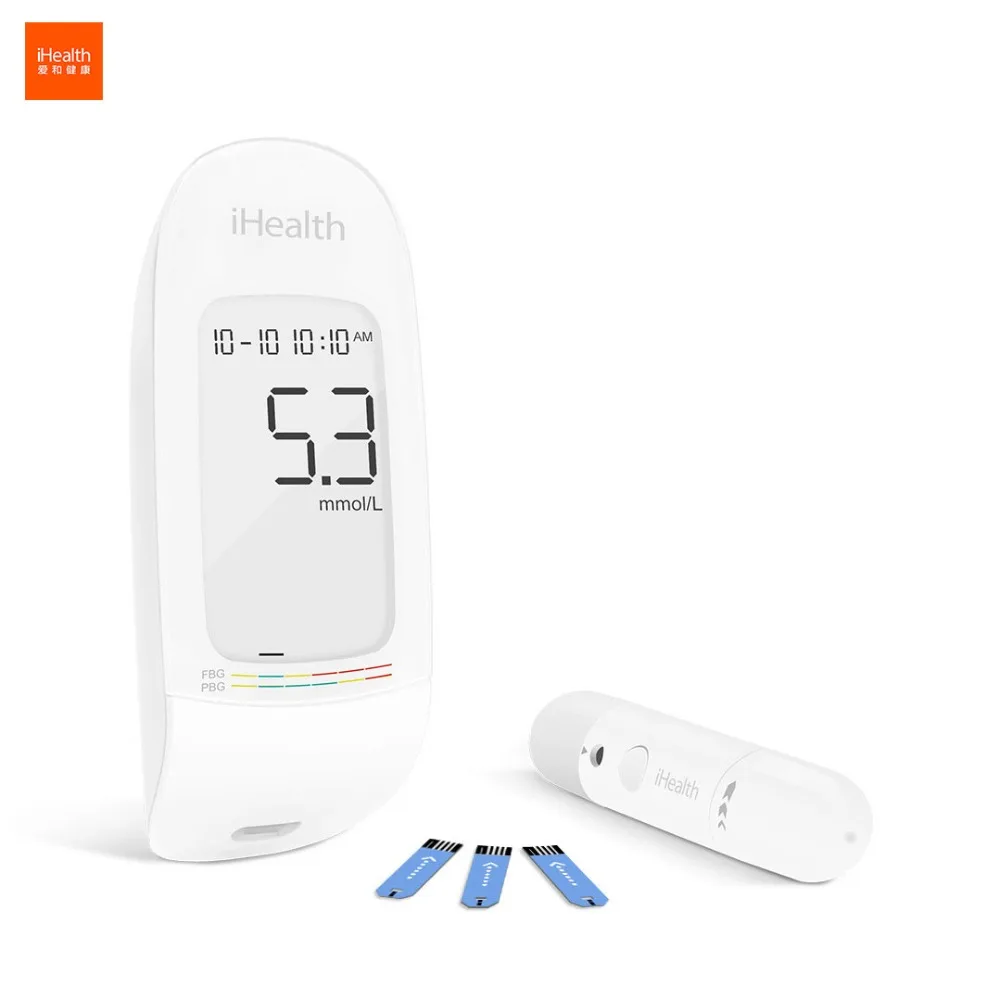 

New Xiaomi IHealth Blood Glucose Meter With Test Strips Lancets Compact Portable 5 Gears LCD Digital backlight Memory Storage