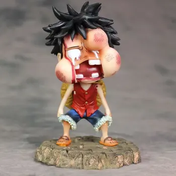 

Anime One Piece Youth Beaten Luffy with Swell Face Cute Figure Model Toys