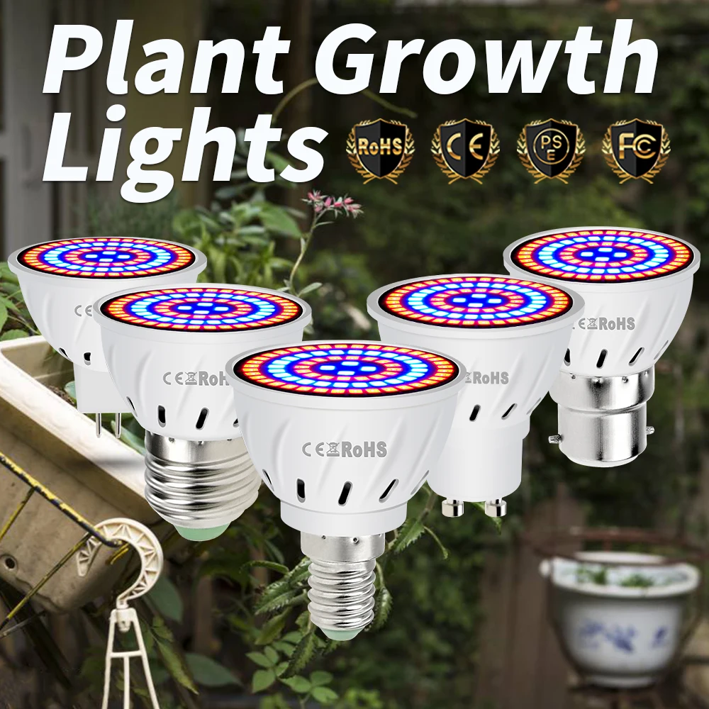 

CanLing E14 LED Fitolampy E27 Phyto Lamp GU10 LED Light For Plant B22 Grow Tent Lamp MR16 Full Spectrum Indoor Plant Grow Bulbs