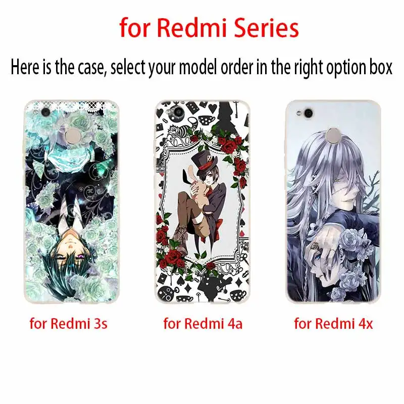 Черный чехол Butler с аниме для Xiaomi Redmi Note 9 8 7 6 5 pro 9a 8a 7a 6a 5a 8t y3|Бамперы| |
