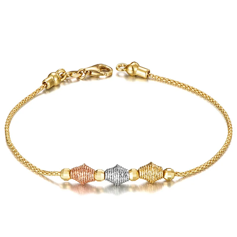 

Solid AU750 Gold Bracelet Women Beads Link Chain Bracelet 2.86g