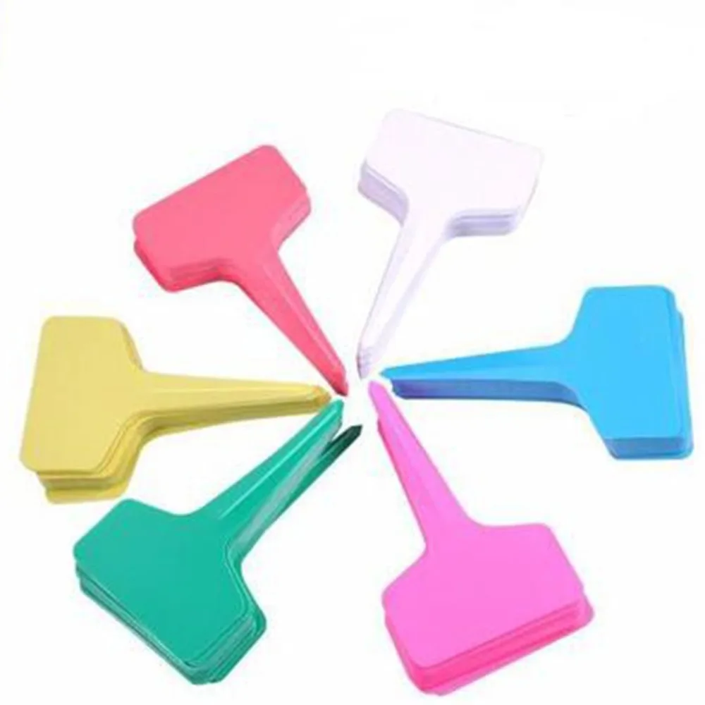 

100Pcs Plastic T-type Garden Tags Ornaments Plant Flower Label Nursery Thick Tag Markers for Plants Garden Decoration