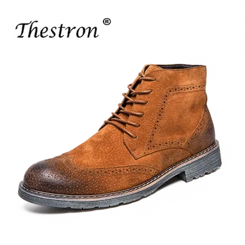 

New Cool Working Boots for Men Brown Black Casual Brand Men Boots Rubber Sole Work Boot Hard-Wearing Casual Footwear Male Youth