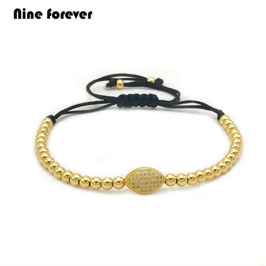 Nine forever Micro Paved Clear CZ Turkey eye Braiding Macrame Bracelet beads charm bracelets &amp bangles for women bileklik | Украшения и