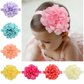 

12Pcs/lot Mix Color Baby Girls Headbands Style Hair Band Children Head Bands Girls Fashion Large Flower Elastic Accessories A175