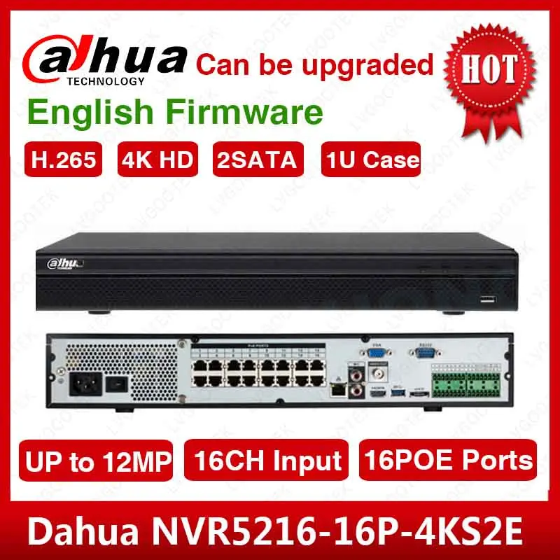 

DHL Shipping Dahua Original English NVR5216-16P-4KS2 H.265 16CH 1U 16PoE Ports 4K Network Video Recorder NVR5216-16P-4KS2E