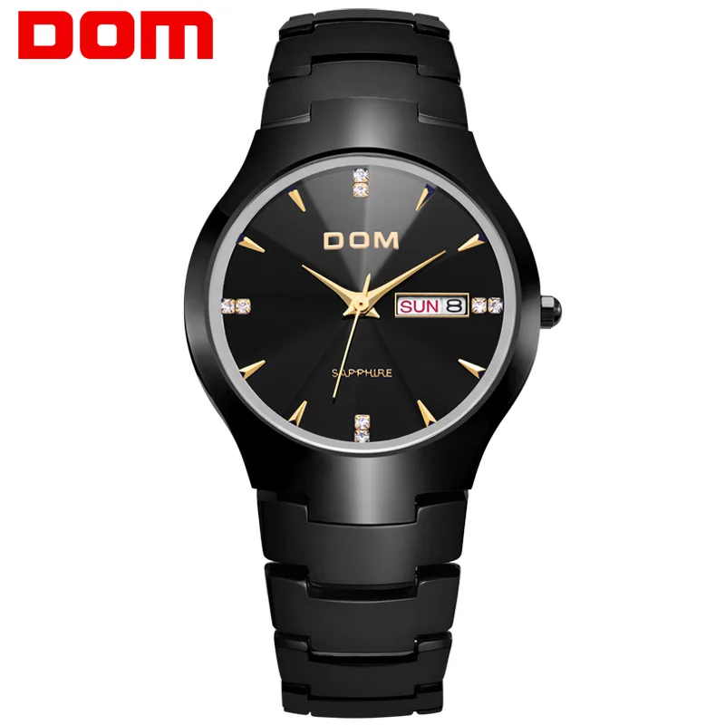

Men watch DOM Top Brand Quartz watches Business tungsten steel strap 30m waterproof Fashion Casual Complete Calendar clock W-698