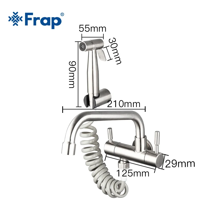 Frap Kitchen Faucet 304 Stainless Steel wall-mounted single cold quick open balcony laundry pool kitchen faucet with spray gun