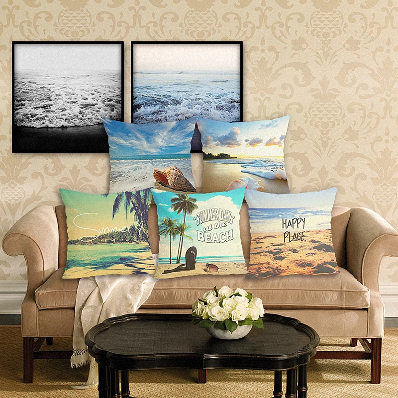 

Landscape Text Cushion Cover Decorative Cute Linen Cushion Case Sofa Throw Pillow Car Chair Home Decor Pillow Case almofadas