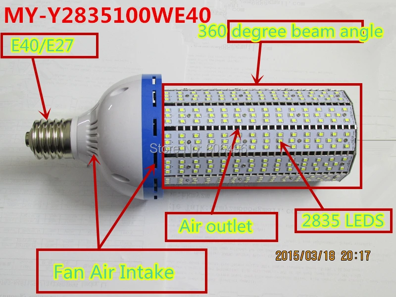 Mingying Lighting Led Corn Light Led Street Light Bulb E40 Led 100w Bulb Super Bright Smd2835 85-265v