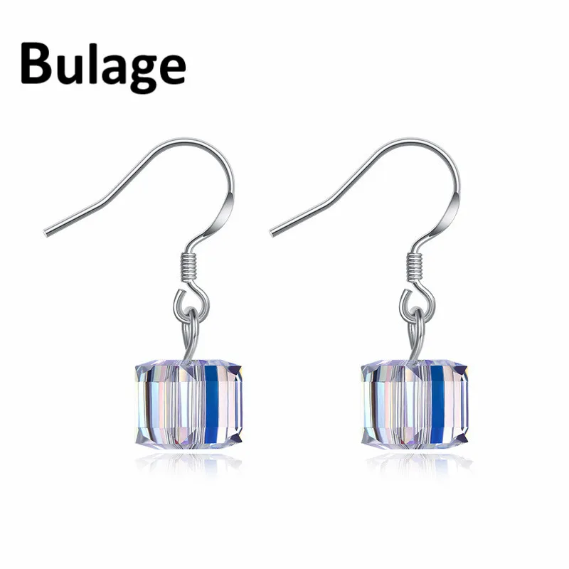 

Bulage Genuine Cube Crystals Drop Earrings Made with Swarovski ELEMENTS Silver Color Hanging Piercing For Women Gift Jewelry