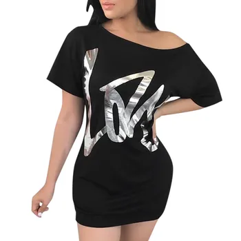 

Womens dress O-Neck Love Letter Print vestidos Casual Short Sleeve Daily Casual Mini Dress jurken zomer 2019 sommerkleid