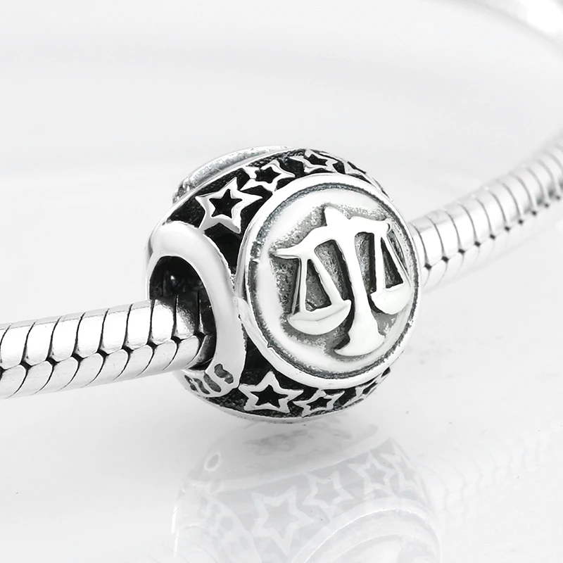Модный 925 пробы серебряный 12 Созвездие весы круглой формы бусины подходят к оригиналу Pandora браслет для изготовления ювелирных изделий