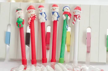 

mix creative christms year soft clay ballpoint pen cartoon stationery prize kawaii scholl student pen office writing pen 40pc