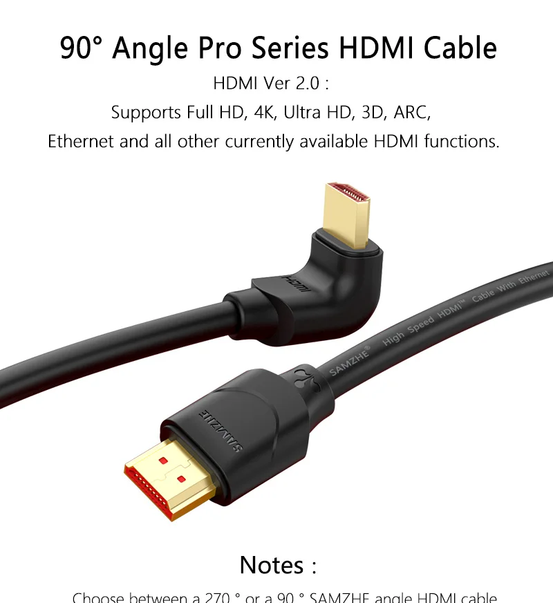 4K HDMI 2,0 кабель 90/270 градусов угол HDMI к HDMI кабель 2K* 4K 1M 1,5 M 2M 3M 5M 1080P 3D для ТВ ПК проектор PS3 PS4 ноутбук