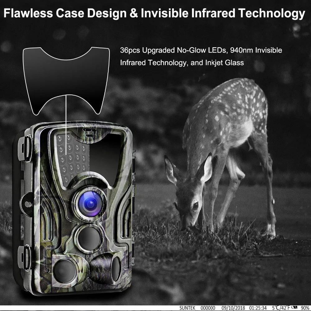 Caça Câmera Foto Armadilhas 1080 p Visão Noturna Infravermelha Jogo Trilha Chasse Scout Guarda Selvagem Hc801 16mp 6 Esporte e Lazer