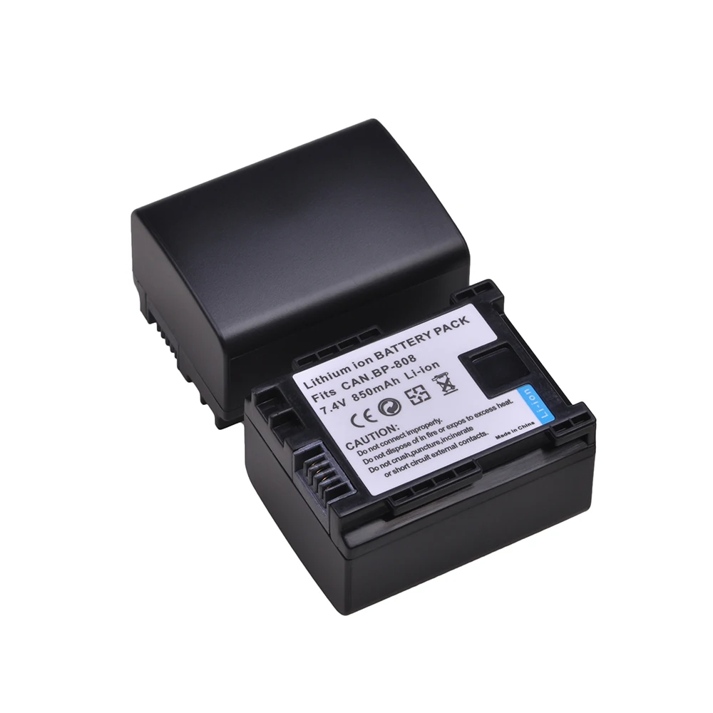 Аккумулятор литий-ионный для камеры Canon BP808 FS200 FS21 FS22 FS100 FS10 FS11 HF200 HF20 HFS100 HFS10 2 шт. 850