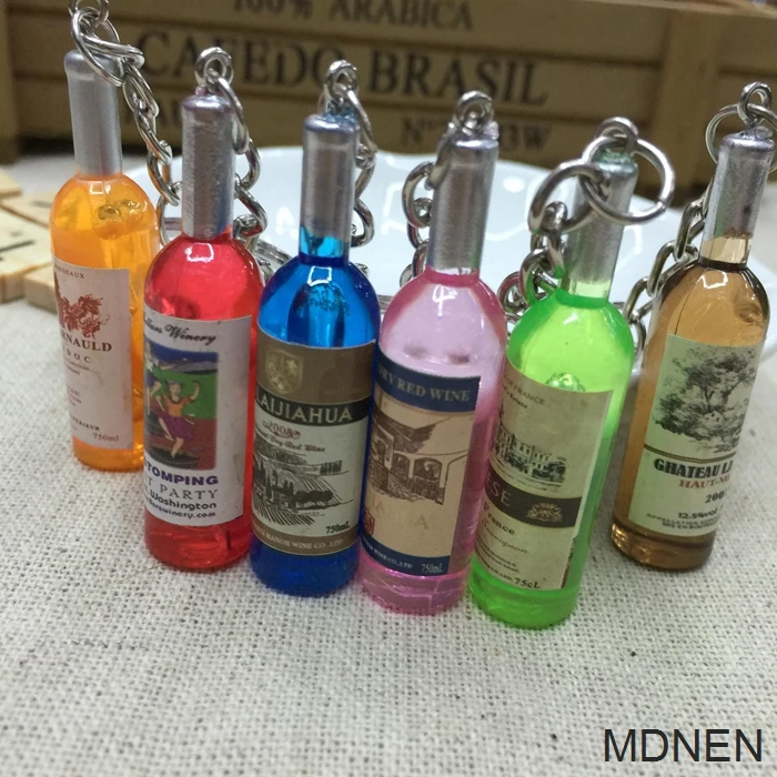 

5pcs/lot Beer bottle, beverage Keychain, Simulation Food Beverage Pendant Key Ring, Promotion Gift, Personality, creative gift