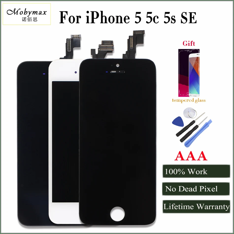 Mobymax AAA Quality LCD Screen For IPhone 5 Display Assembly Replacement With Original Digitizer Phone Parts