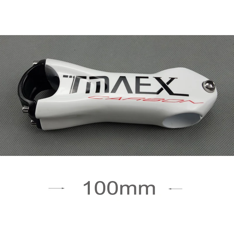 TMAEX T8000 белый глянцевое углеродное волокно вынос руля для велосипеда 31,8 мм дорожный руль для велосипеда, углеродный стержень велосипедный руль 10 градусов - Цвет: 100mm