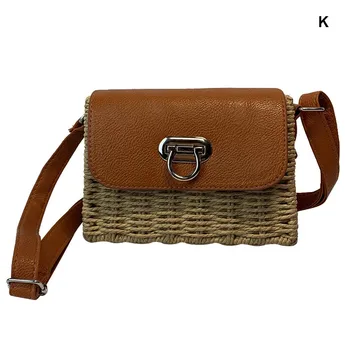 

Straw Shoulder Bag Small Flap Crossbody sac for Women woven bag female retro beach Bolsos Rattan bag chain wicker Bolsa Feminina