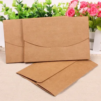 

50pcs Christmas Retro Greeting Card Envelope Kraft Postcard Cover Cross-section Kraft Card Case Card Holder Printable