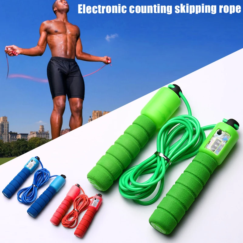 NEW Skipping Rope Jumping Exercise Fitness Adjustable LCD Calorie Counter blue