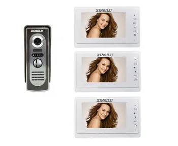 

XINSILU Hot sale 4-wired night vision 7inch high resolution video door phone for villa 1 camera + 3 monitors