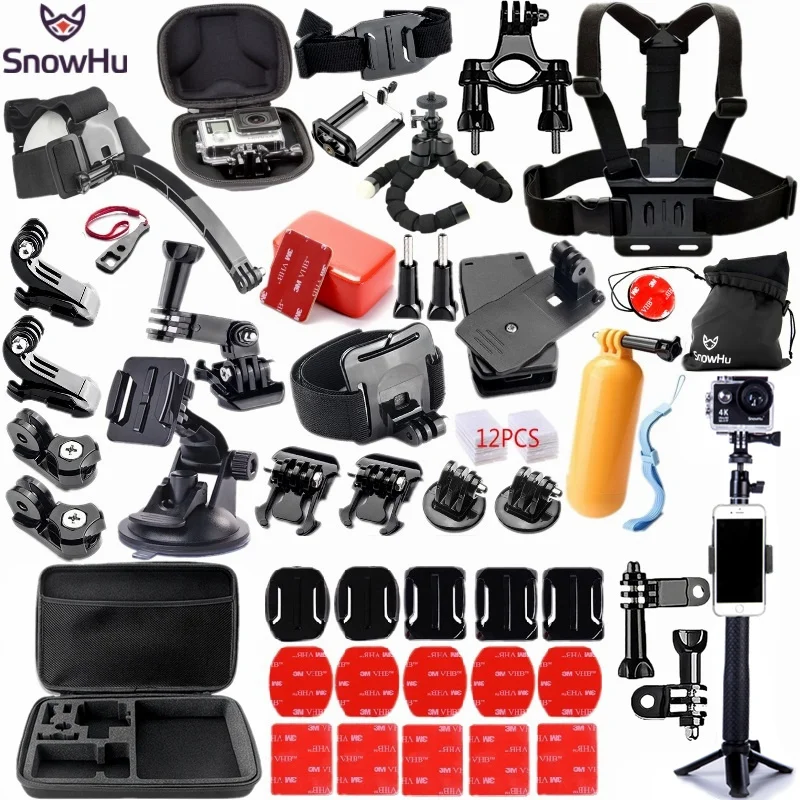 Baratos SnowHu para Gopro accesorios para ir pro hero 8 7 6 5 4 kit 3 selfie palo para Eken h8r xiaomi para yi caso de EVA GS98