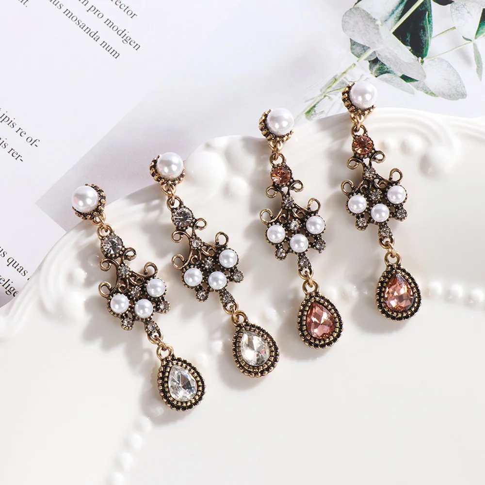 

1Pair Vintage Drop Earrings Jewelry Party Gift DIY Wedding Fashion Bohemian for Women Female Statement Ornaments Accessories