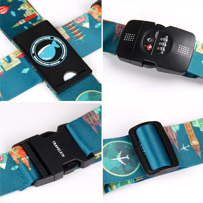 TSA 3-Digit Password Lock Adjustable Luggage Strap Travel Suitcase Band Belt Baggage Strap Fit for 20-32'' Suitcase TSA 3-Digit Password Lock Adjustable Luggage Strap Travel Suitcase Band Belt Baggage Strap Fit for 20-32'' Suitcase