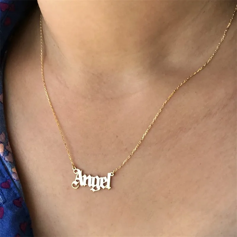 

New Custom Necklace Name Personalized Chain Necklace Women Gold Silver Long Statement Pendant Necklace Mother's Day Jewelry Gift