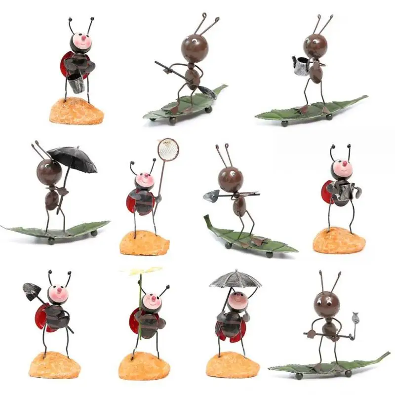 

New Pastoral Decorative Figurines Creative Home Cartoon Insects Iron Resin Craft Ornaments Desktop Counter Decorative Ornaments