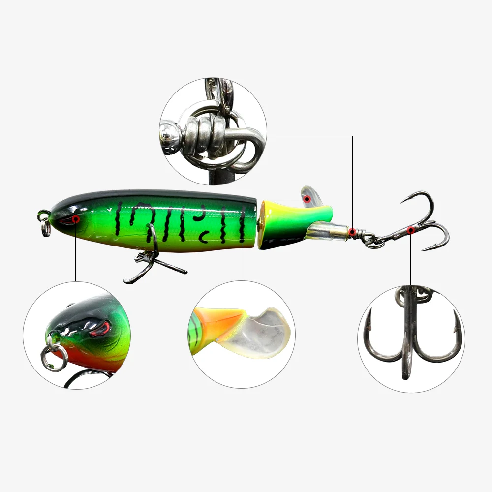 TUYA Topwater приманка для рыбалки карандаш вращающийся хвост Троллинг Whopper Plopper гольян воблер Поппер искусственная приманка 10,5 см 17 г