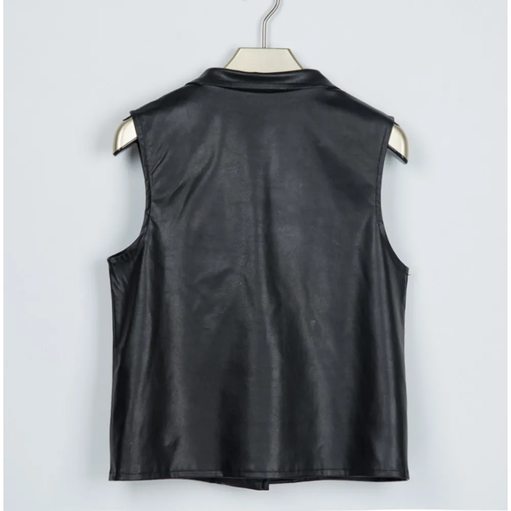 Autumn Winter Short Coat Women 2017 Irregular Zipper Sleeveless Vest Locomotive PU Leather Jacket Motorcycle Waistcoat July25