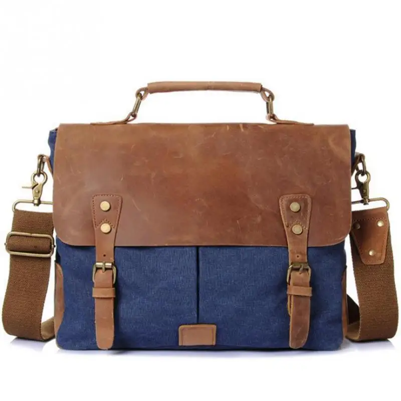 

Men Retro Canvas Artificial Leather Shoulder Bag Luxury Designer Vintage Messenger Bag Briefcase Satchel Bag Laptop Handbags #25