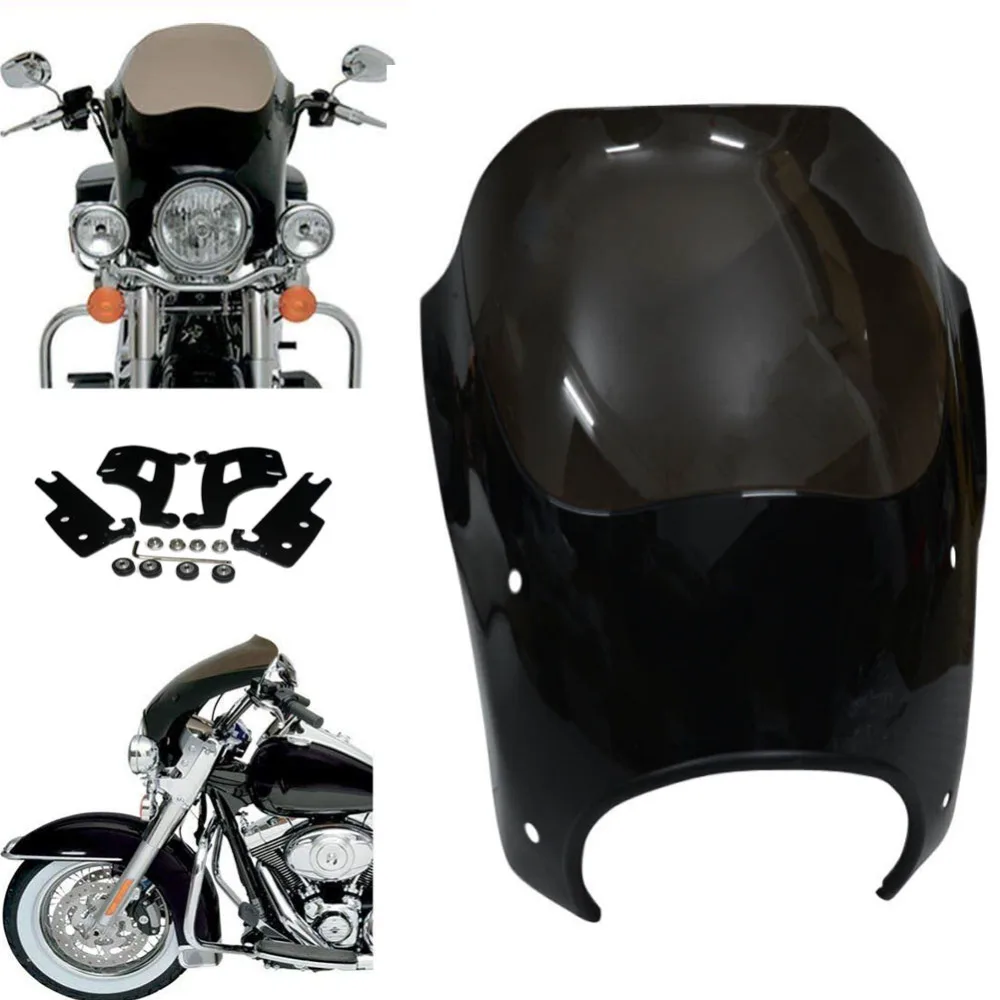 

Motorcycle Front Headlight Fairing Windshield Shades Cover Mounting Kit for Harley Touring Road King Classic 1994-2018 2017