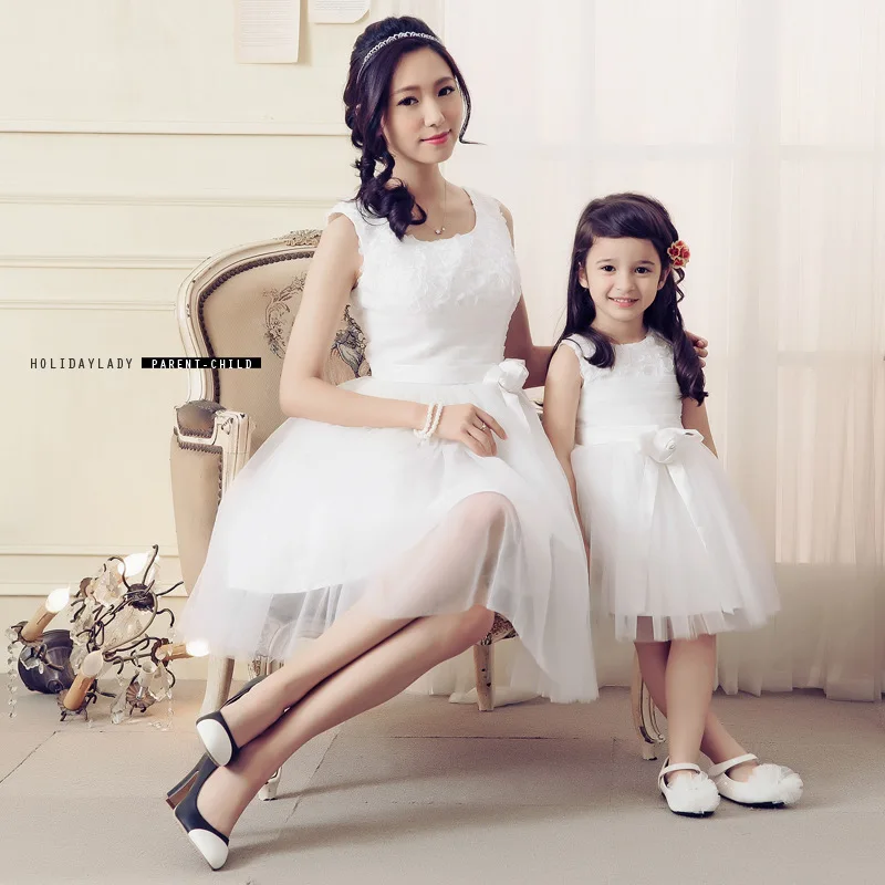 Mother Daughter Dresses Wedding Dress Lace White Clothes ...