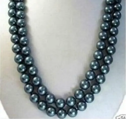 

charming 32inch 9-10mm AAA Black tahitian Pearl Necklace ok clasp >bead charm body jewelry charm jewelry