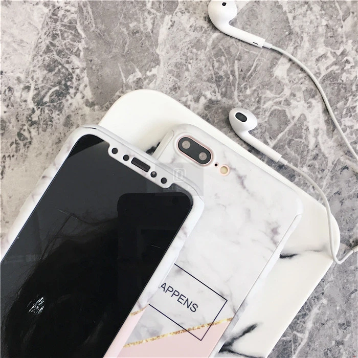 Защитный чехол QINUO на 360 градусов для iPhone 11 Pro Max X XR XS 7 8 6 6s Plus 5 5S SE с мраморным