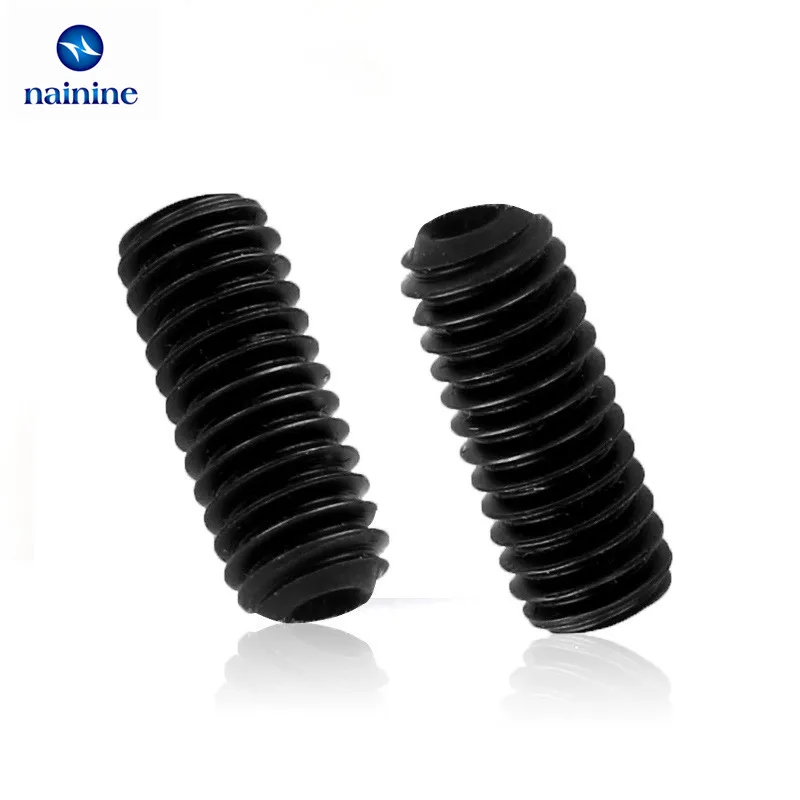 

50Pcs DIN916 M2 M2.5 M3 M4 M5 M6 Carbon Steel Inner Hexagon Socket Set Screw Metric Thread Grub Screws Black HW025
