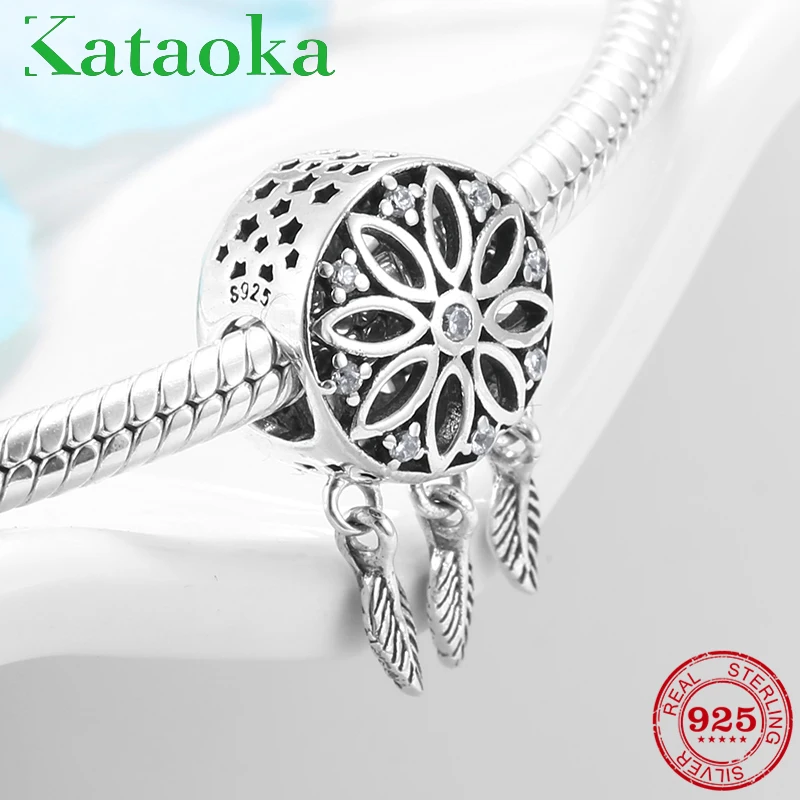 

Genuine 925 Sterling Silver sweet Beautiful Dreamcatcher Charms Beads Fit Original Pandora Women Bracelet Necklace Jewelry 2019