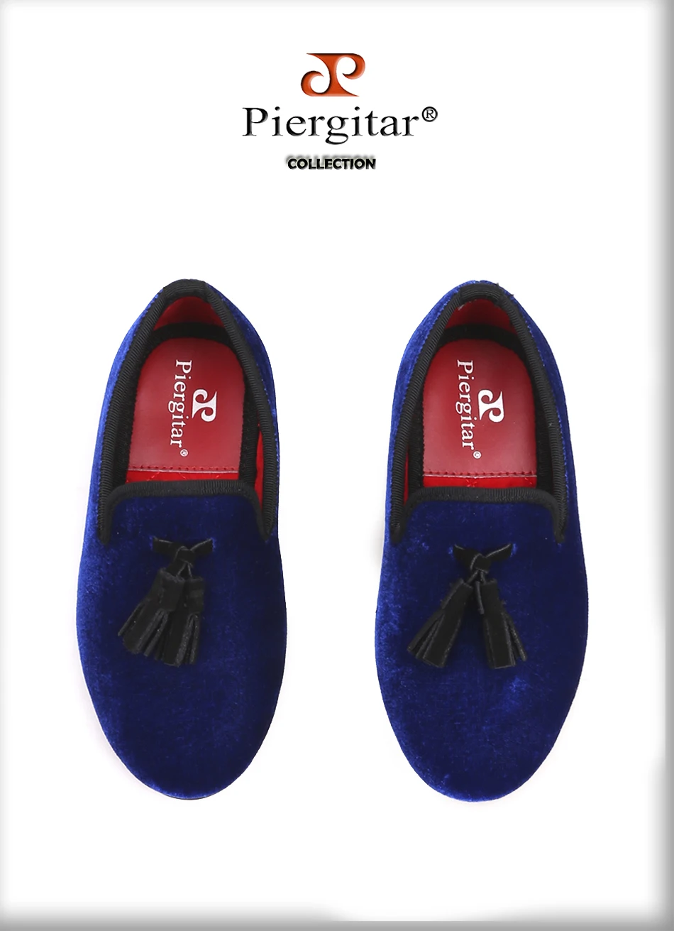 Piergitar/Новинка года; туфли для родителей; дизайнерская детская бархатная обувь с кожаной бахромой; удобные хлопковые стельки; Детские вечерние лоферы