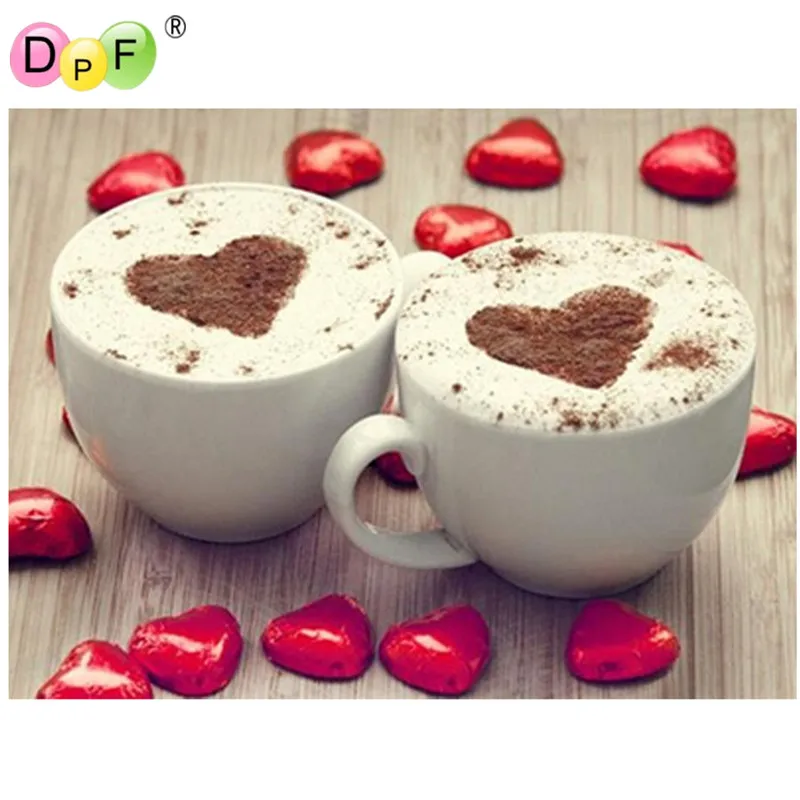 

DPF 3d Diamond Embroidery Coffee Cup Needlework Diamond Mosaic pattern Pictures Rhinestones Hobbies & Craft Patchwork home decor