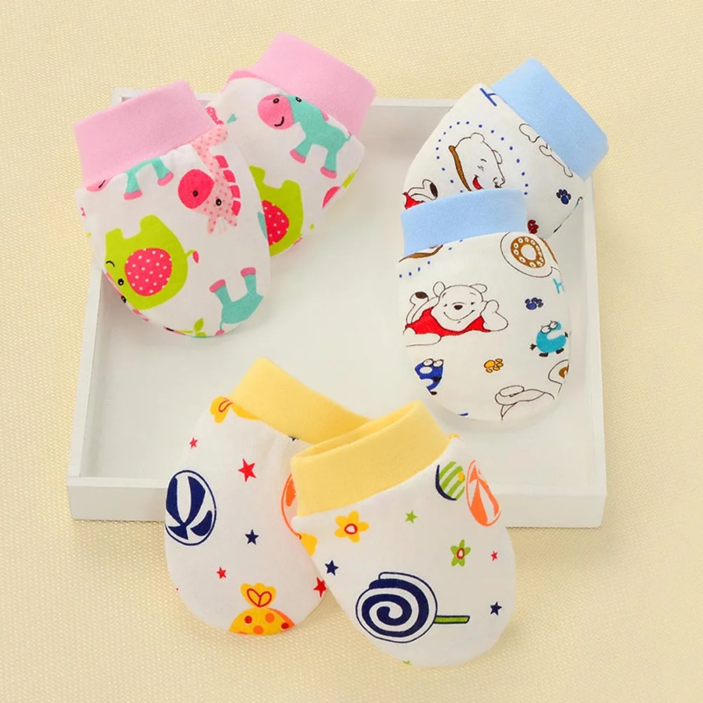 Winter Full Cotton Newborn Baby Boys Girls Anti Grasping Gloves Breathable Keep Warm Infant Face Protect Gloves 0-3 Months