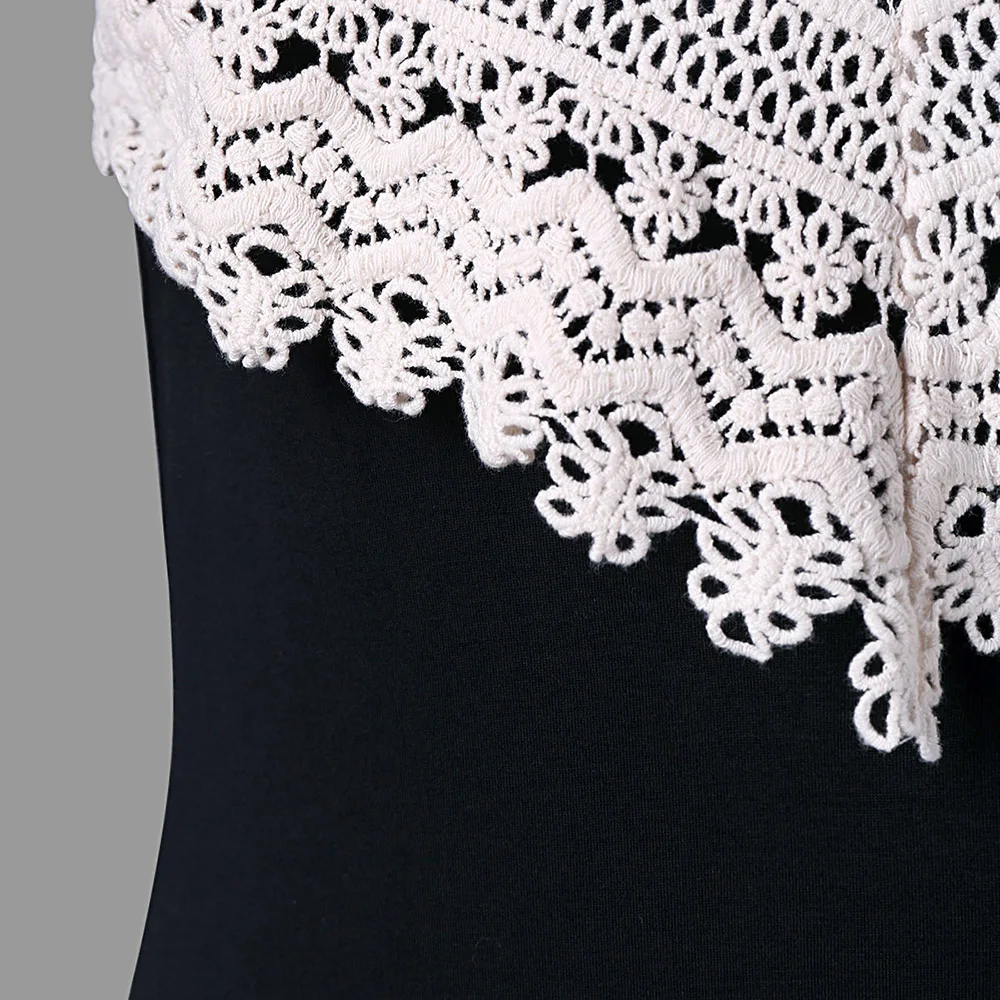 VESTLINDA Mini Slip Dress With Lace Spaghetti Strap Sleeveless Swing Dress Women Casual Summer Dresses 2018 Vestidos De Festa 10