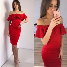 Hot Women New Fashion Off Shoulder Ruffles Vestidos Dresses Ladies’ Sexy Club Bodycon Bandage Party Clubwear Casual BODYSUITS